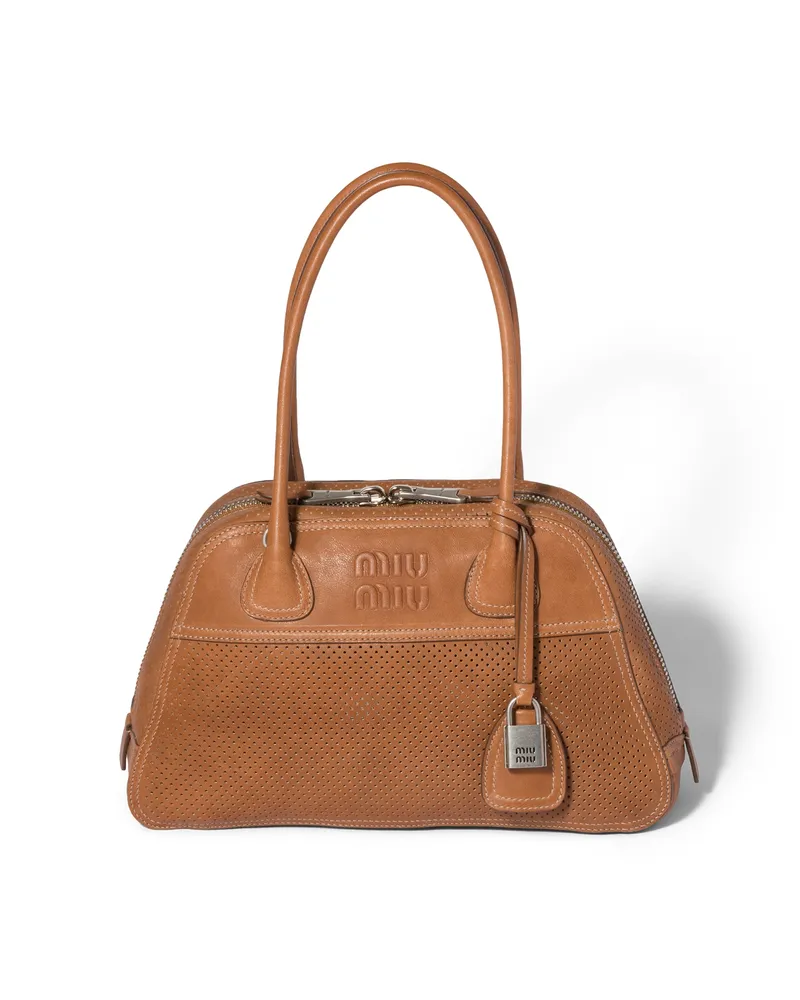 Miu Miu Vivant Tasche Aus Leder, Damen, Karamell Karamell