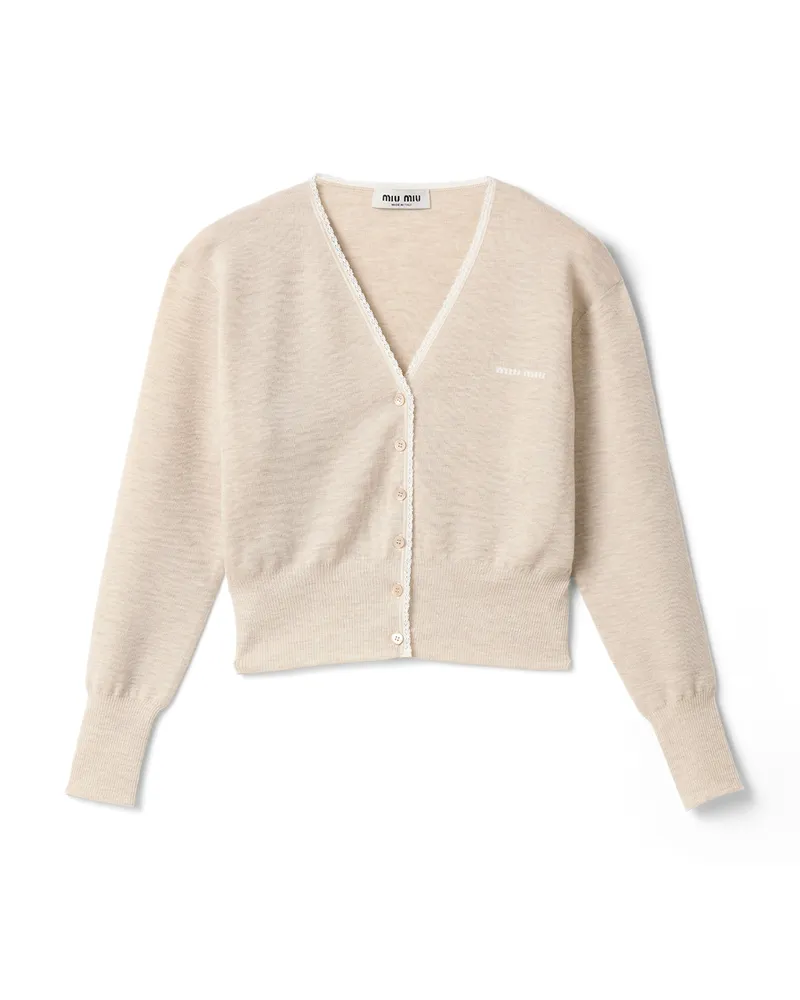 Miu Miu Strickjacke Aus Kaschmir, Damen, Elfenbein, Größe Elfenbein