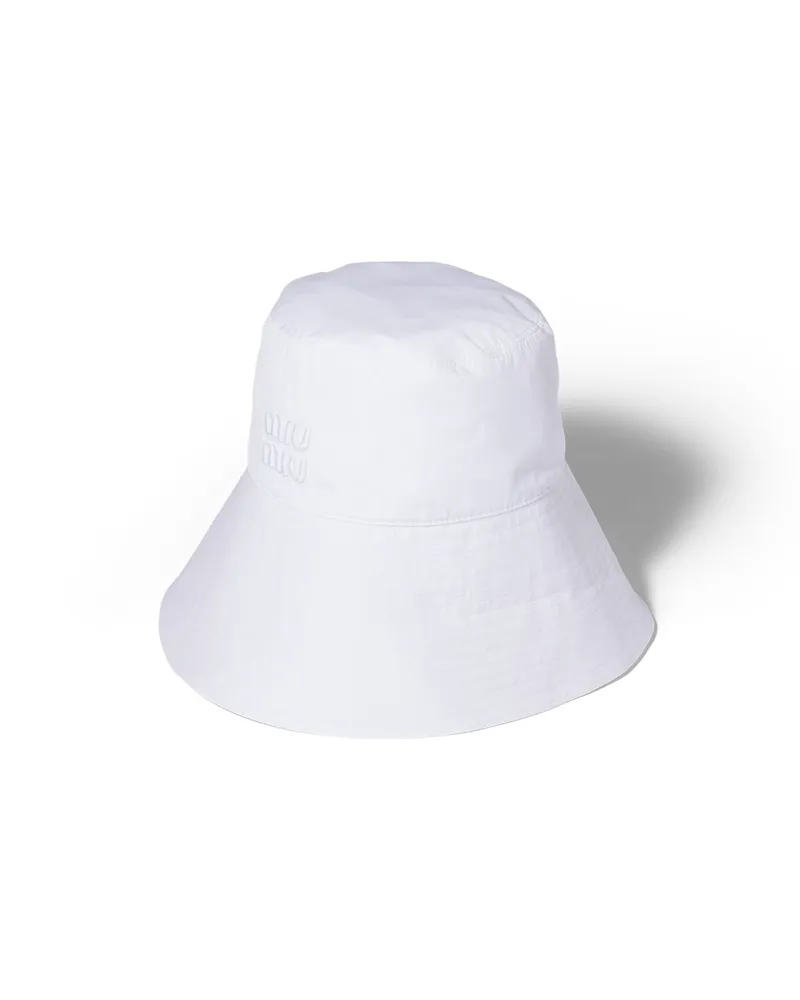 Miu Miu Popeline-bucket-hut Mit Breiter Krempe, Damen, Weiss, Größe Weiss