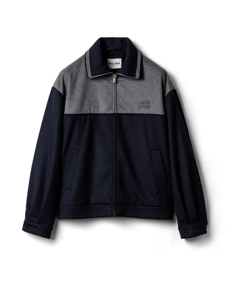 Miu Miu Blouson Aus Velours Mit Reißverschluss, Damen, Blau/grau, Größe Blau