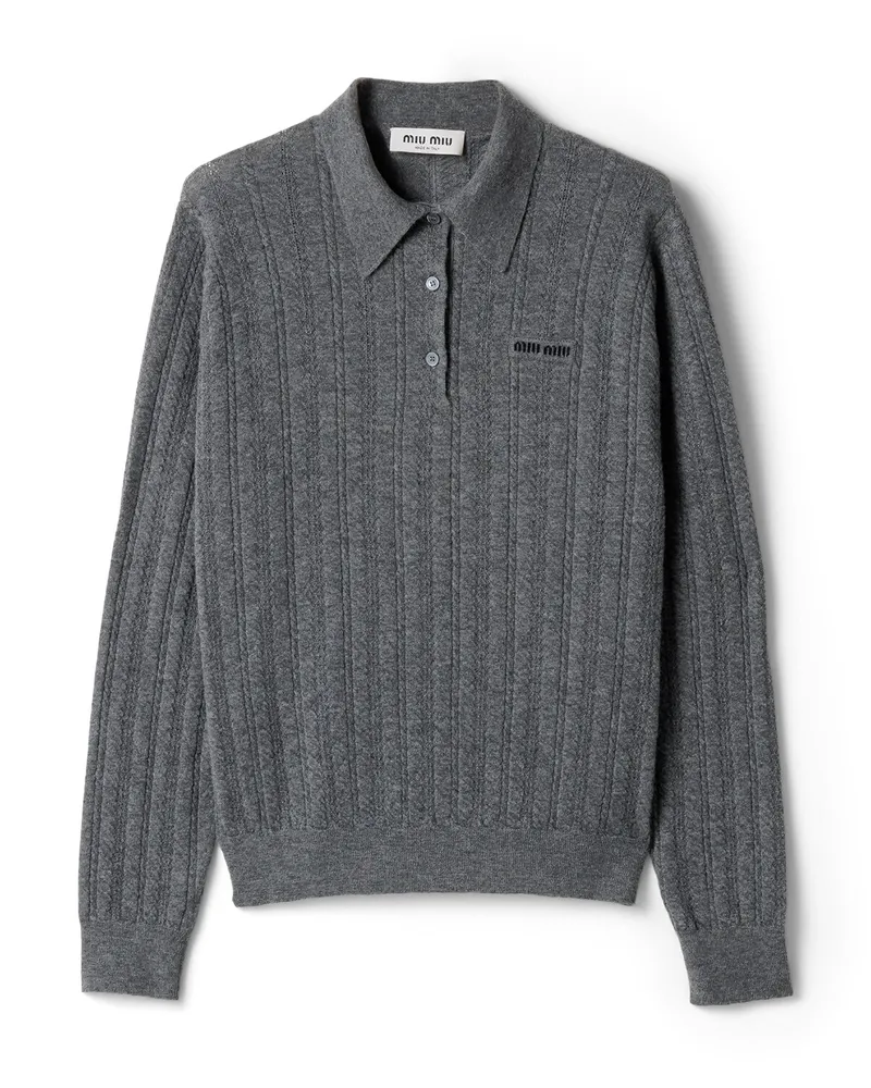 Miu Miu Polo-pullover Aus Kaschmir, Damen, Schiefergrau, Größe Schiefergrau