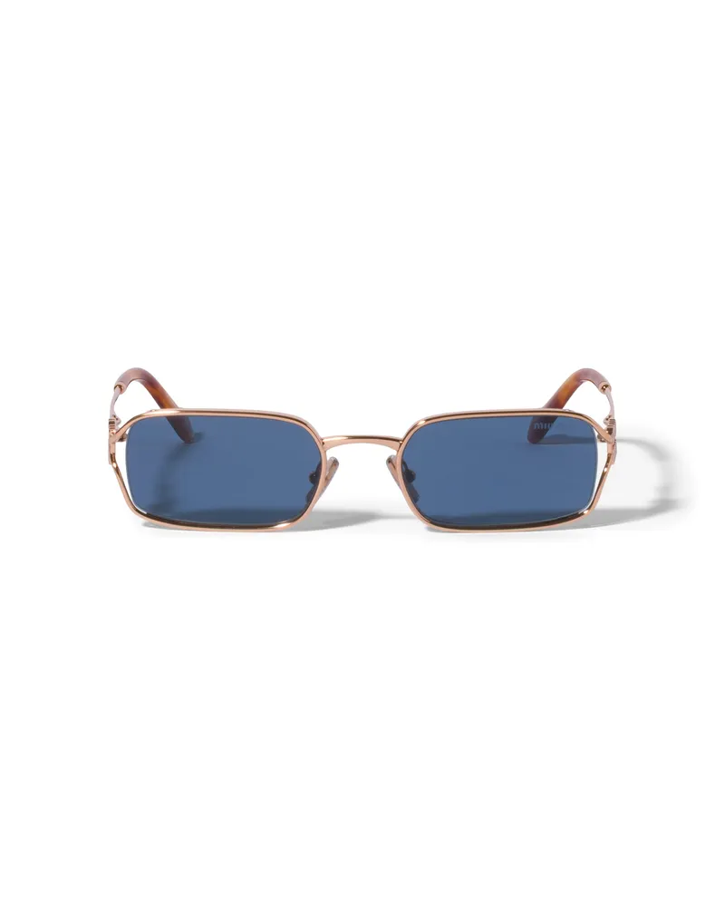 Miu Miu Miu Logo Sonnenbrille, Damen, Linsenfarbe Blau Linsenfarbe