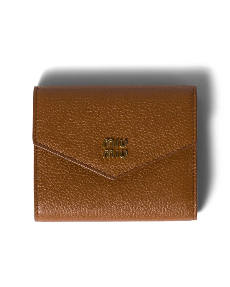 Miu Miu Kleine Geldbörse Aus Leder, Damen, Cognac Cognac