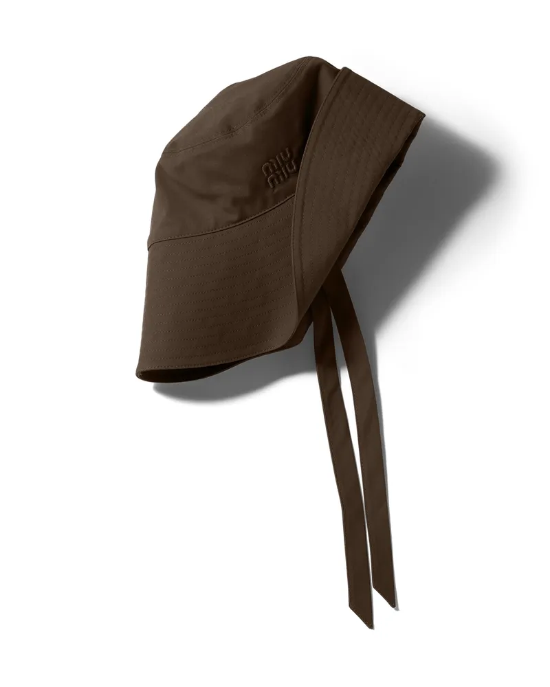 Miu Miu Popeline-bucket-hut Mit Breiter Krempe, Damen, Kakaobraun, Größe Kakaobraun