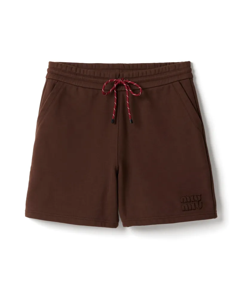 Miu Miu Shorts Aus Baumwoll-fleece, Damen, Kakaobraun, Größe Kakaobraun