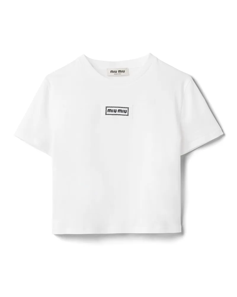 Miu Miu T-shirt Aus Baumwolle, Damen, Weiss, Größe Weiss