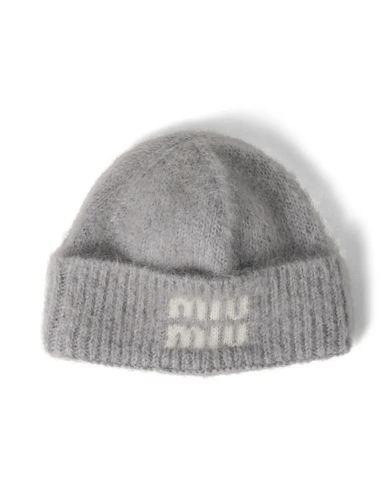 Miu Miu Strickmütze Aus Mohair, Damen, Grau, Größe Grau