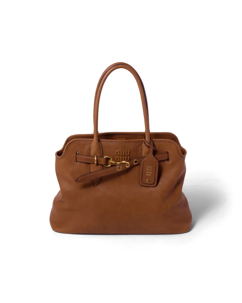 Miu Miu Aventure Tasche Aus Nappa-leder, Damen, Eiche Eiche