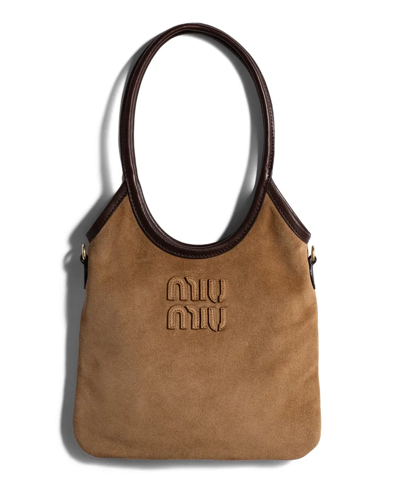 Miu Miu Ivy Handtasche Aus Veloursleder, Damen, Cinnamon/briarwood Cinnamon