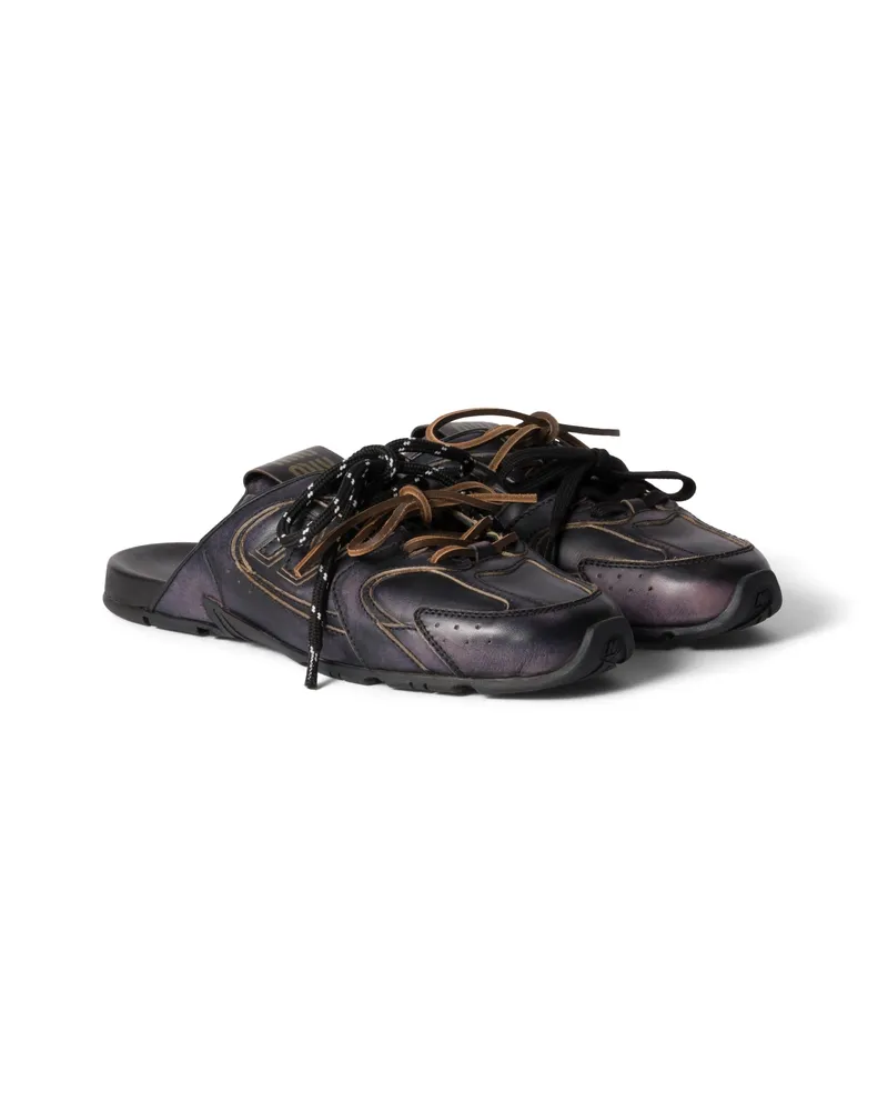 Miu Miu New Balance X  530 sl Mules Aus Deco-kalbsleder, Damen, Schwarz, Größe Schwarz