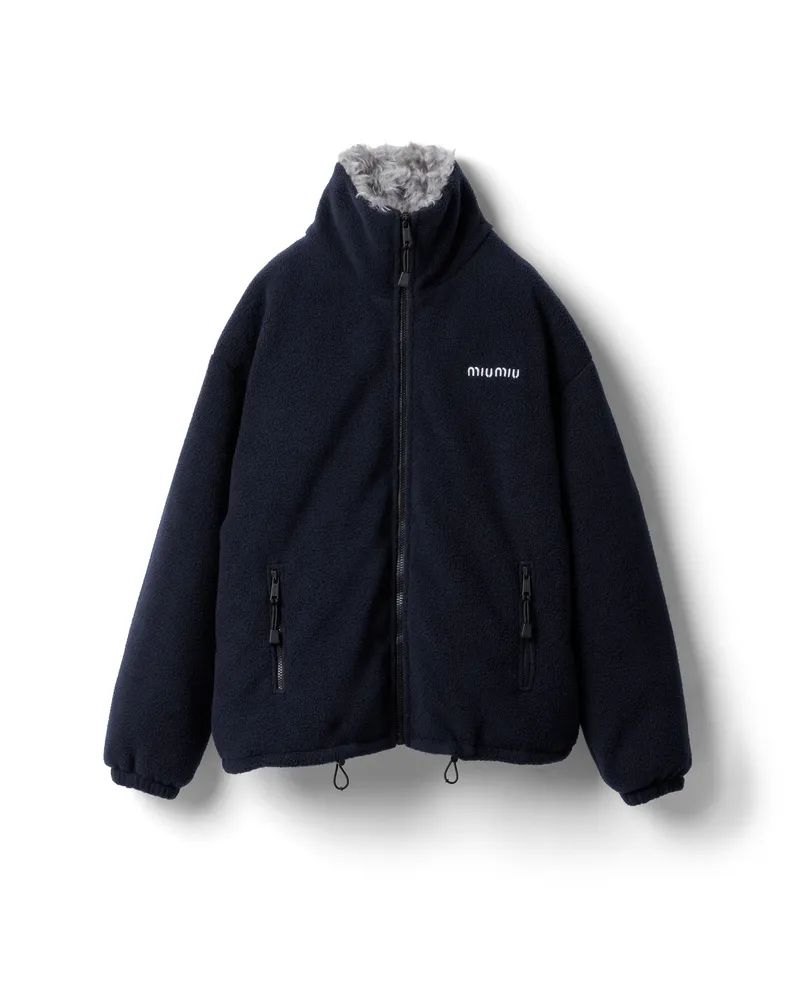 Miu Miu Daunenjacke Aus Fleece, Damen, Blau, Größe Blau