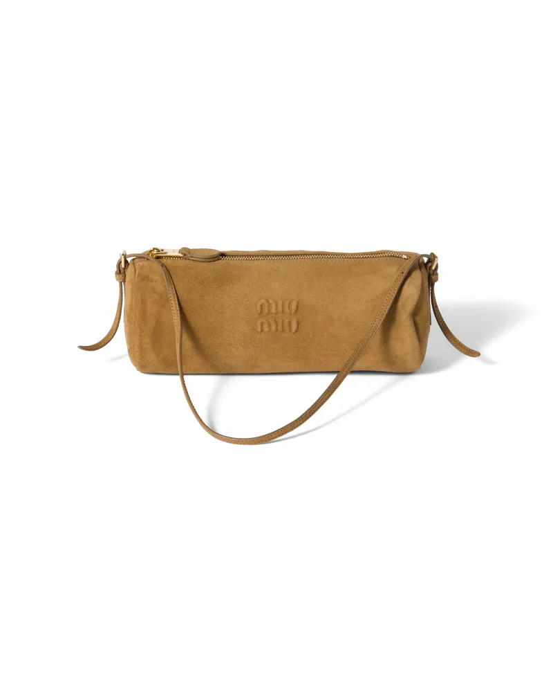 Miu Miu Pouch Aus Wildleder, Damen, Olivgrün Olivgrün
