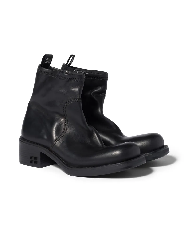 Miu Miu Stiefeletten Aus Kalbsleder, Damen, Schwarz, Größe Schwarz