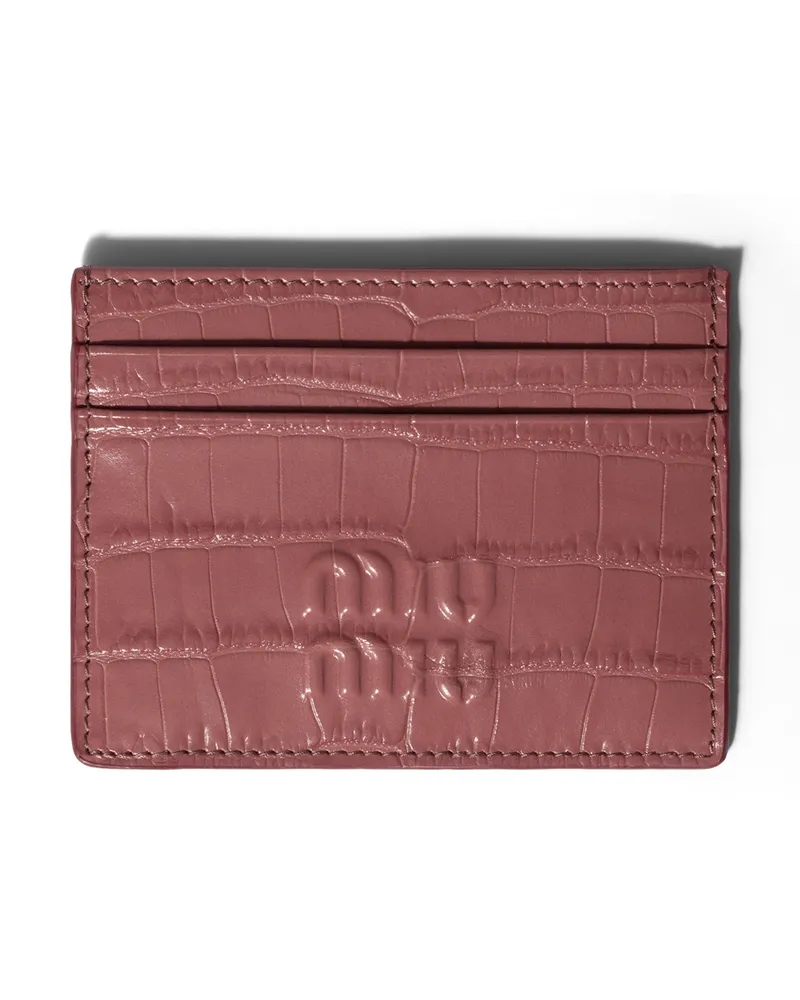 Miu Miu Kartenetui Aus Kroko-geprägtem Leder, Damen, Antik Antik