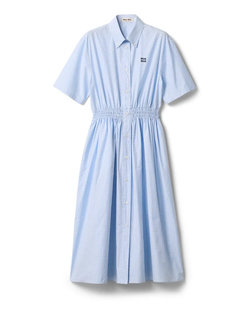 Miu Miu Kleid Mit Vichy-karo, Damen, Weiss/hellblau, Größe Weiss