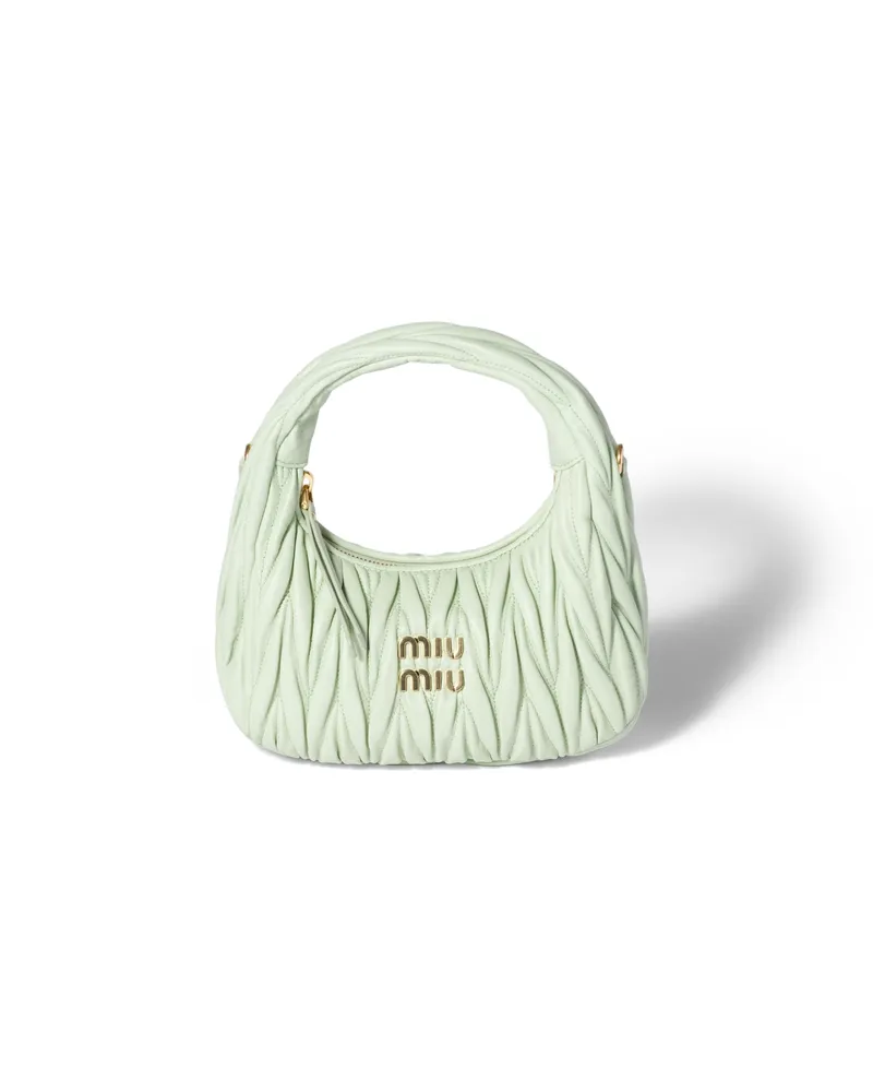 Miu Miu Wander Hobo Bag Aus Matelassé-nappaleder, Damen, Aqua Aqua
