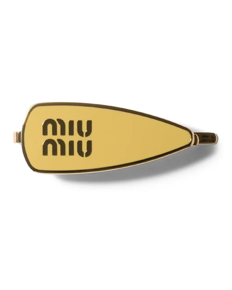 Miu Miu Haarspange Aus Emailliertem Metall, Damen, Vanille Vanille