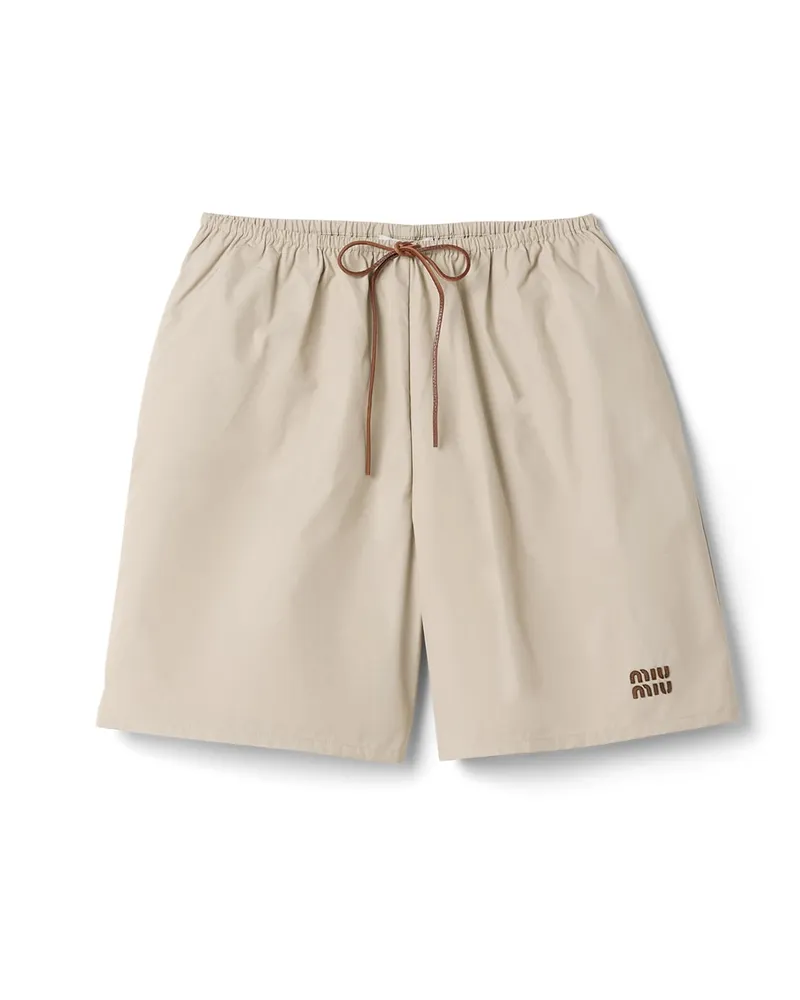 Miu Miu Bermudas Aus Panama-baumwolle, Damen, Kalkstein, Größe Kalkstein
