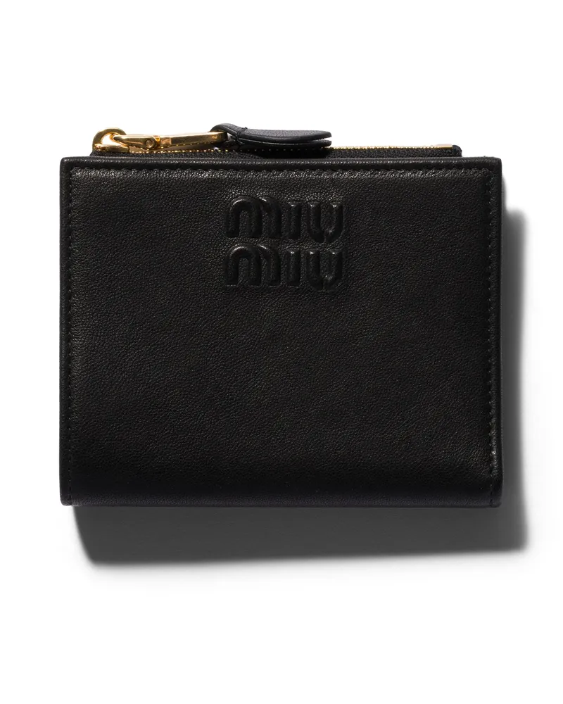 Miu Miu Kleine Geldbörse Aus Leder, Damen, Schwarz Schwarz