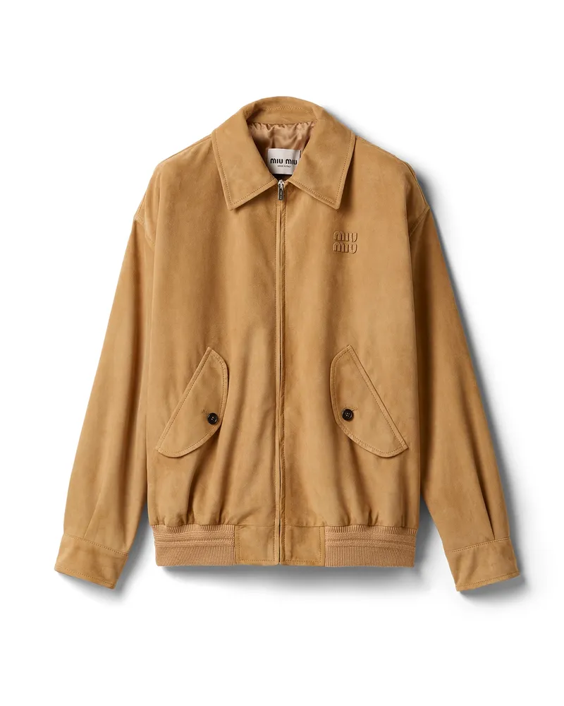 Miu Miu Jacke Aus Wildleder, Damen, Karamell, Größe Karamell