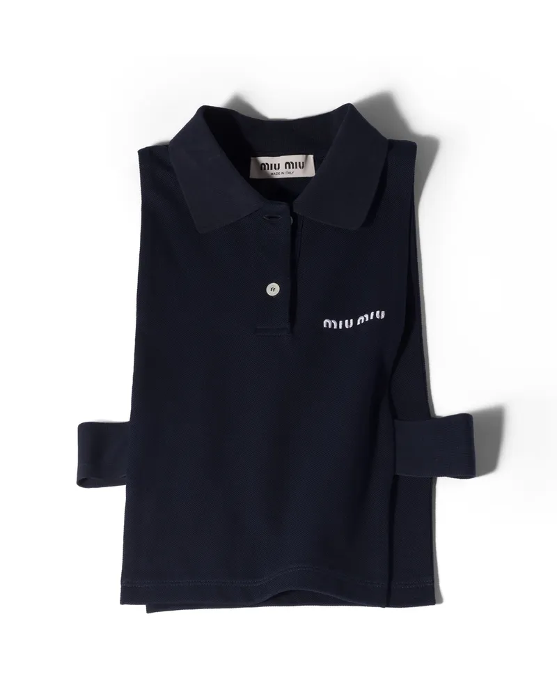 Miu Miu Piqué-polo-weste, Damen, Blau, Größe Blau