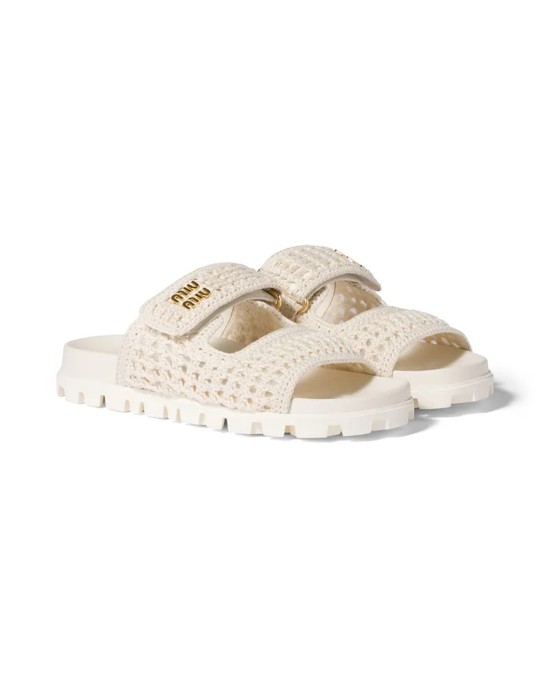 Miu Miu Sandalen Aus Häkelarbeit, Damen, Elfenbein, Größe Elfenbein