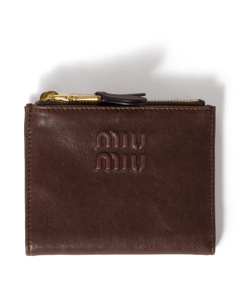 Miu Miu Kleine Geldbörse Aus Nappa-leder, Damen, Bruyère-holz Bruyère-holz