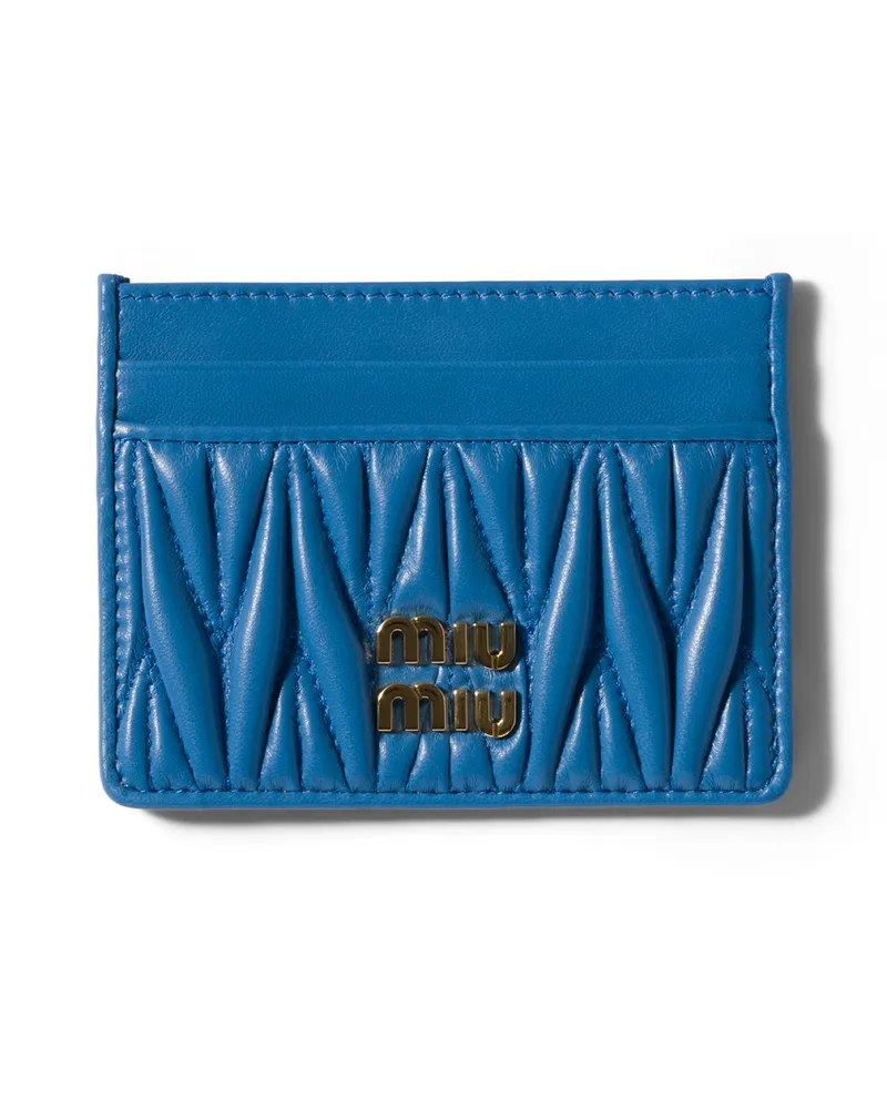 Miu Miu Kartenetui Aus Matelassé-nappaleder, Damen, Hellblau Hellblau
