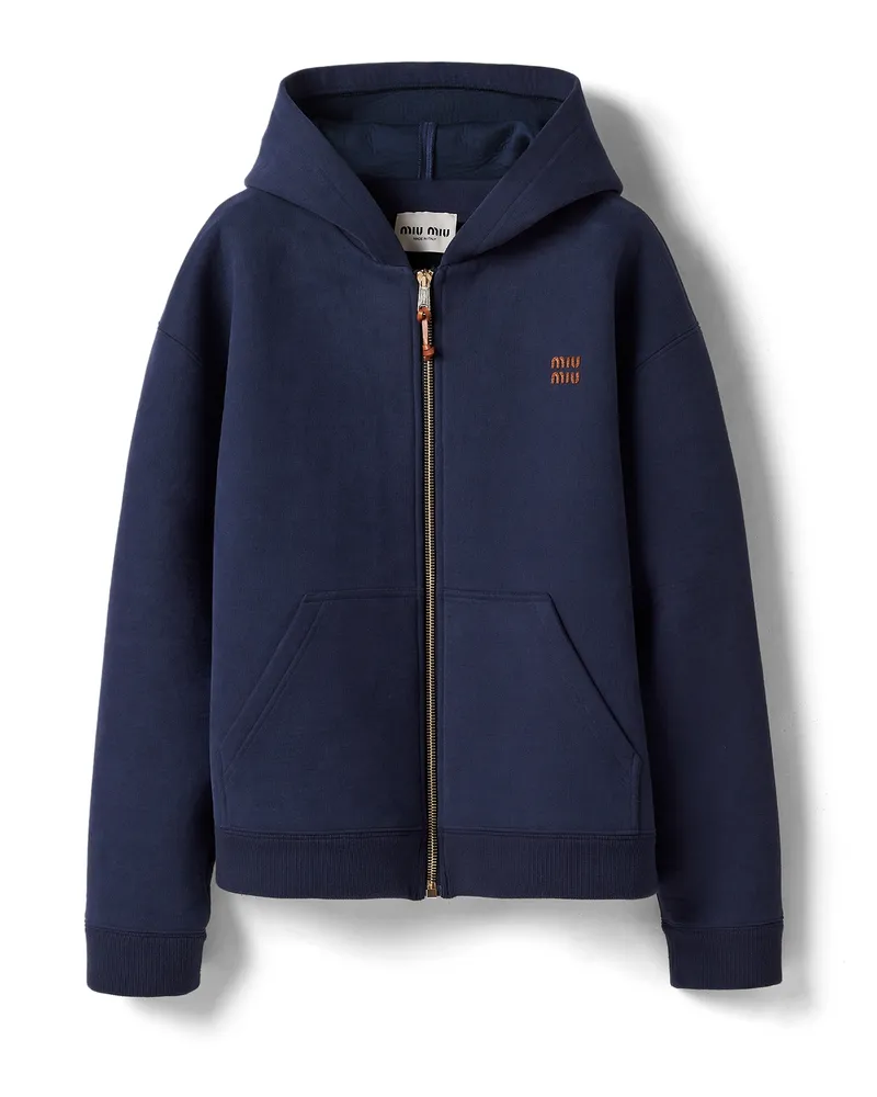 Miu Miu Kapuzenjacke Aus Jersey, Damen, Blau, Größe Blau