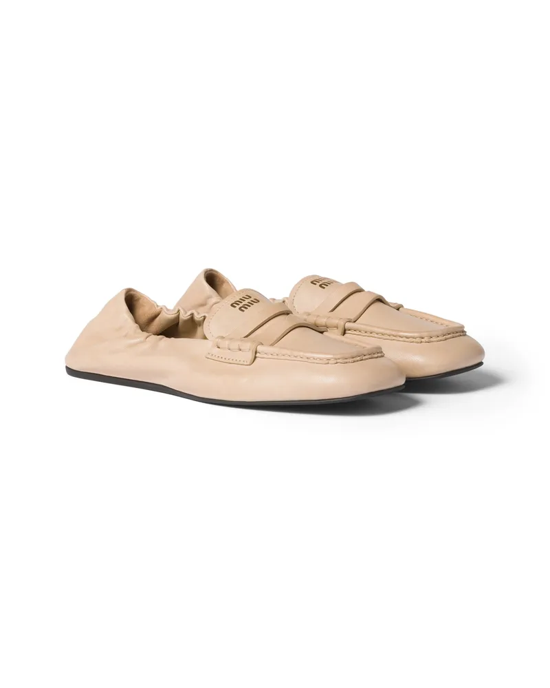 Miu Miu Ruches Loafer Aus Nappa-leder, Damen, Kordel, Größe Kordel