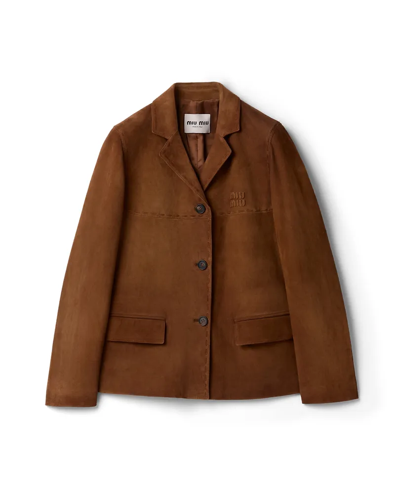 Miu Miu Jacke Aus Wildleder, Damen, Cognac, Größe Cognac