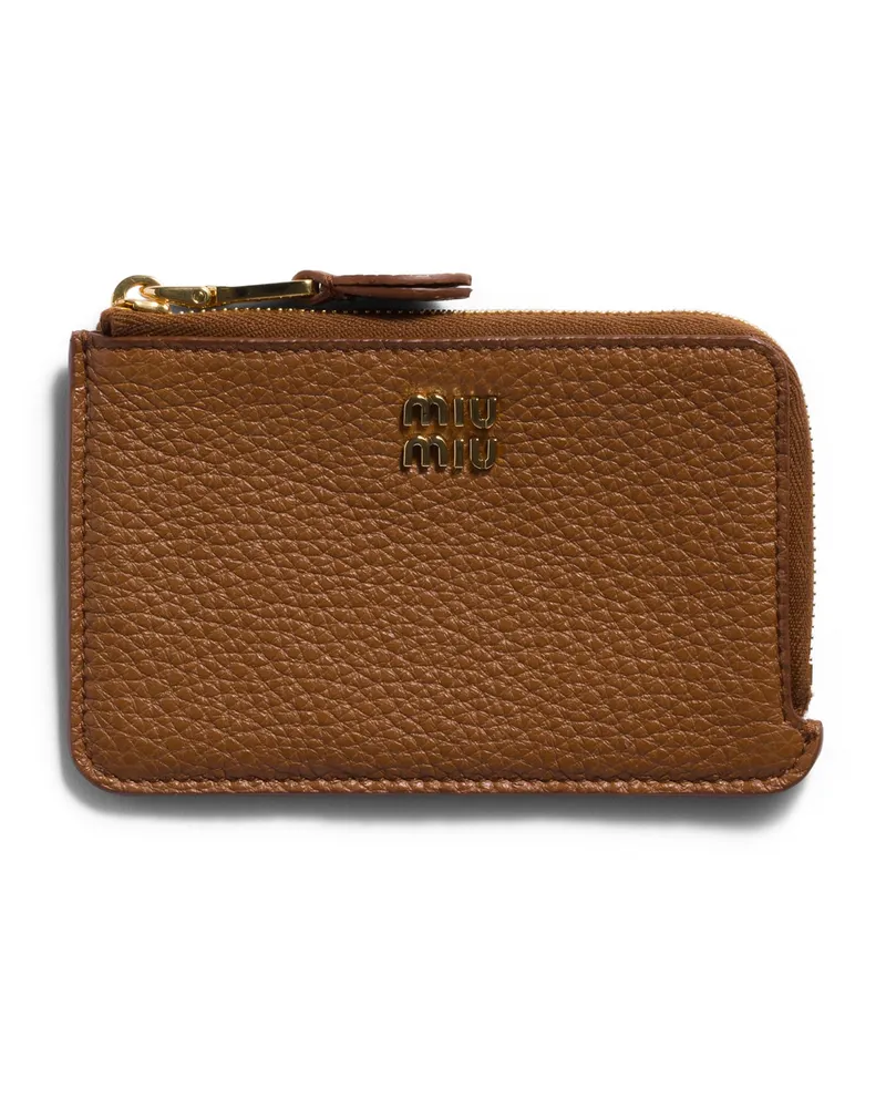 Miu Miu Pouch-kartenetui Aus Leder, Damen, Cognac Cognac