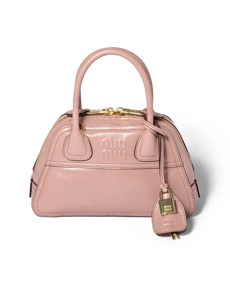 Miu Miu Vivant Mini Bag Aus Glänzendem Leder, Damen, Zartrosa Zartrosa