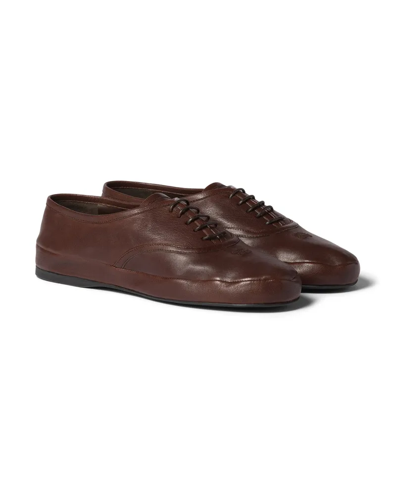 Miu Miu Schnürschuhe Aus Nappa-leder, Damen, Bruyère-holz, Größe Bruyère-holz