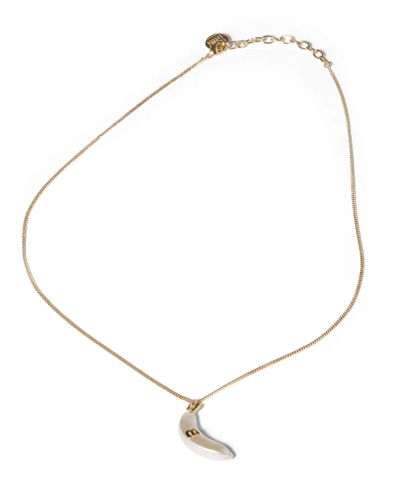 Miu Miu Halskette Aus Metall Mit Anhänger, Damen, Gold/cremeweiss Gold