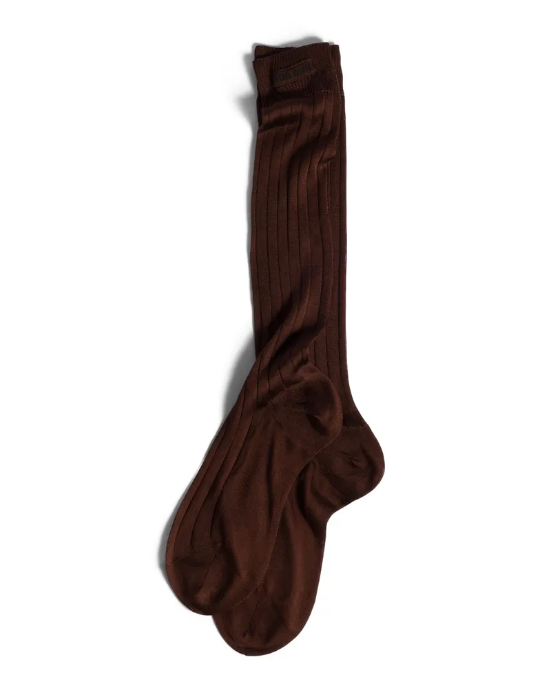 Miu Miu Socken Aus Seide, Damen, Kakaobraun, Größe Kakaobraun