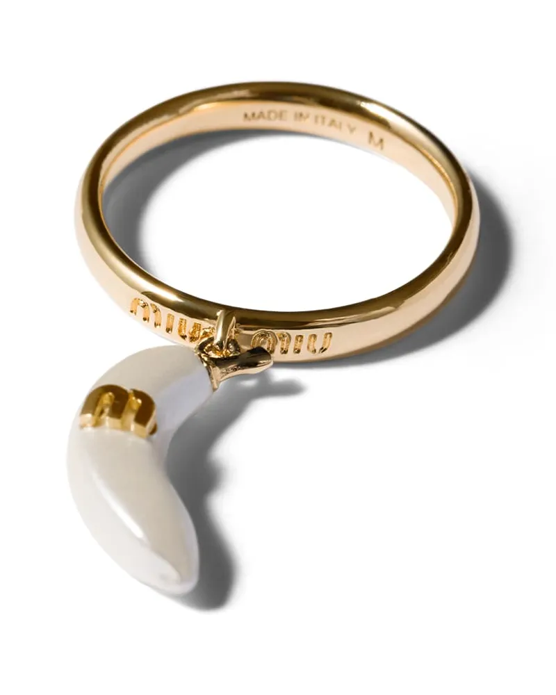 Miu Miu Ring Aus Metall, Damen, Gold/cremeweiss, Größe Gold