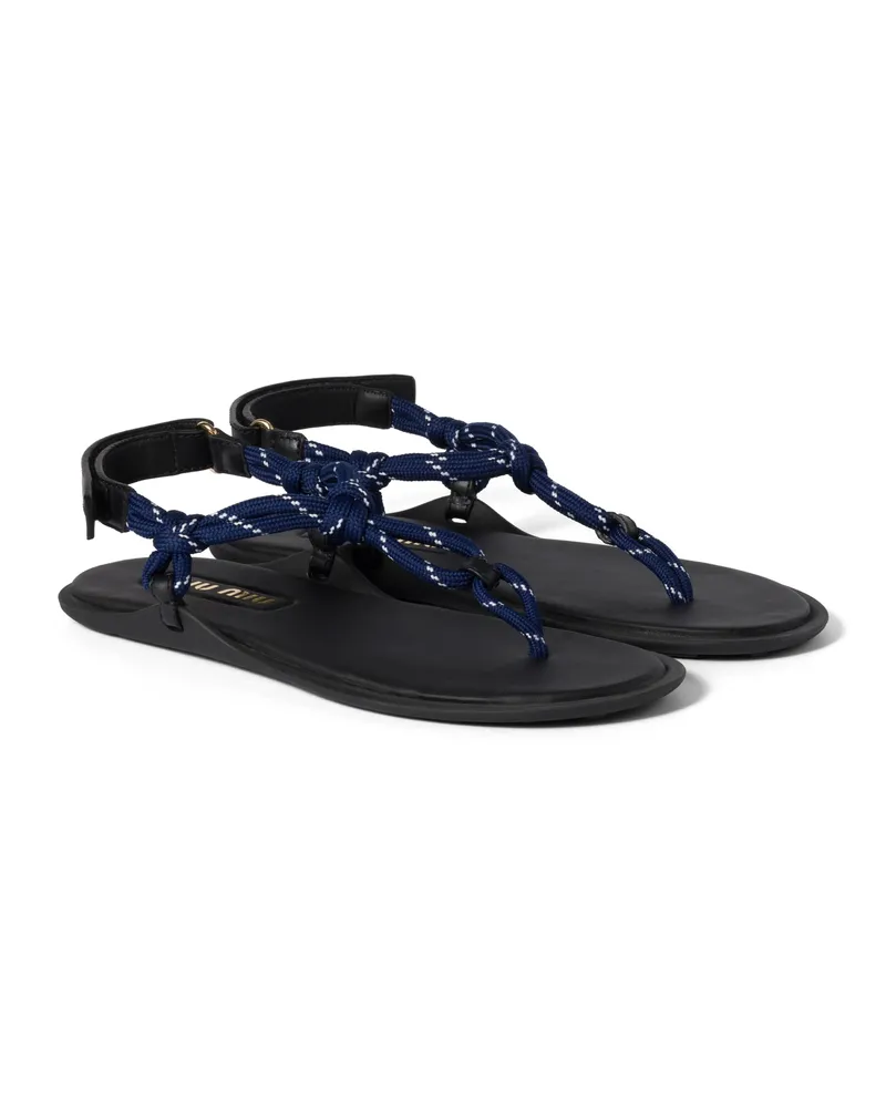 Miu Miu Riviere Sandalen Aus Kordel Und Leder , Damen, Ostseeblau, Größe Ostseeblau
