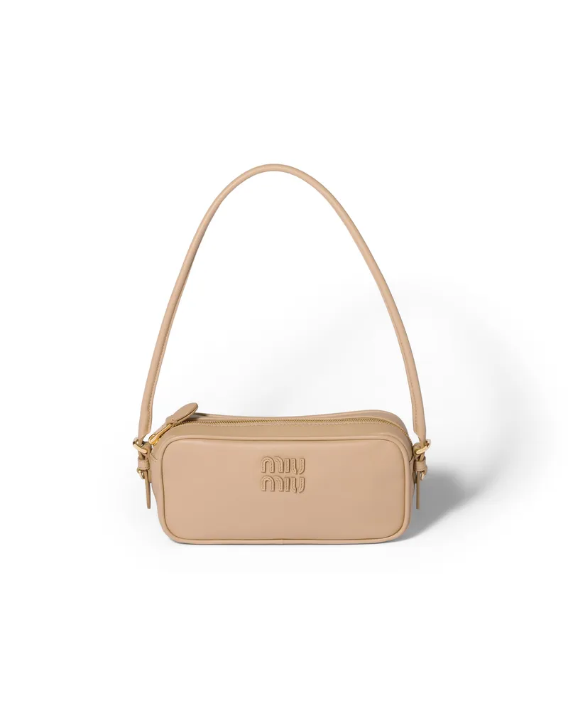 Miu Miu Pouch Aus Leder, Damen, Sandbeige Sandbeige