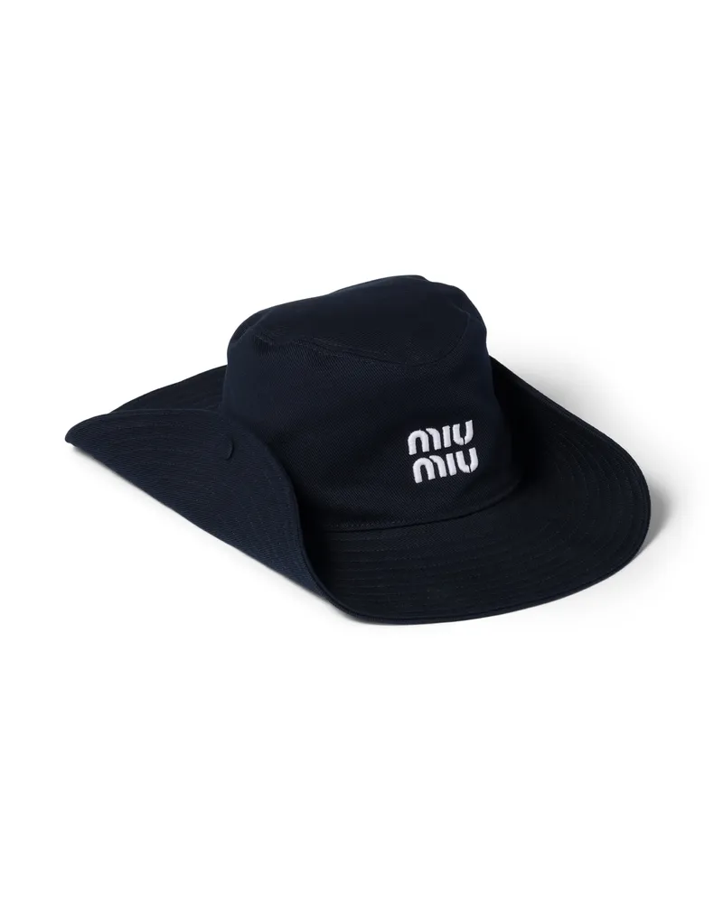 Miu Miu Hut Aus Drillich, Damen, Blau/weiss, Größe Blau