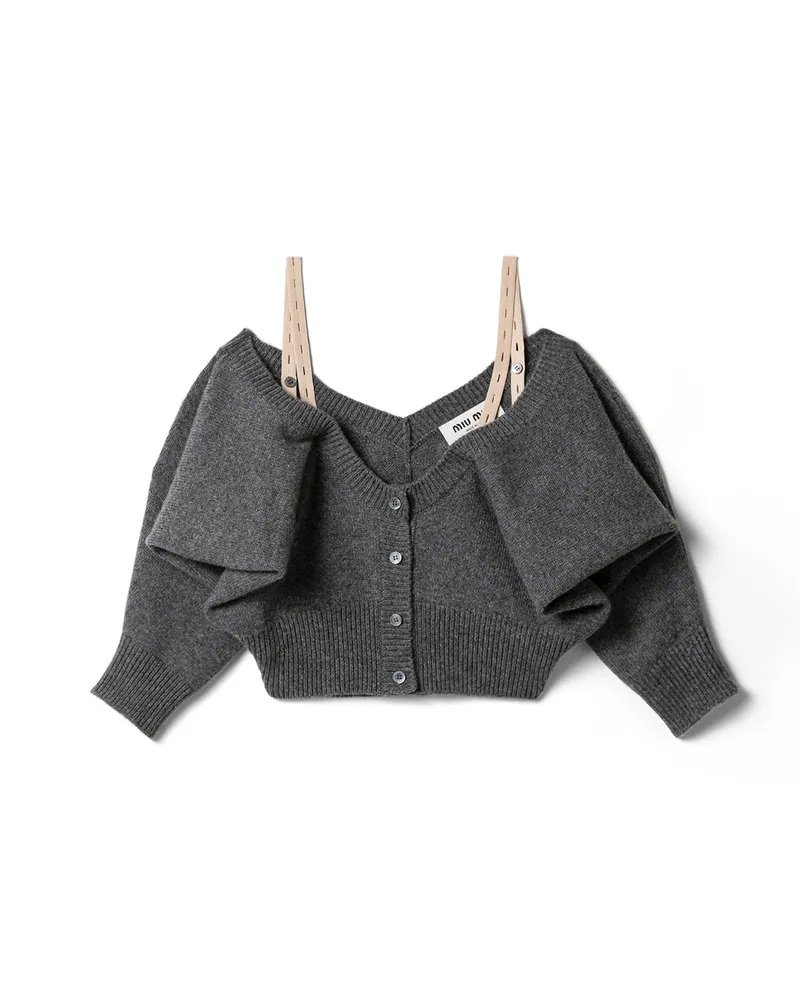 Miu Miu Strickjacke Aus Kaschmir, Damen, Schiefergrau, Größe Schiefergrau
