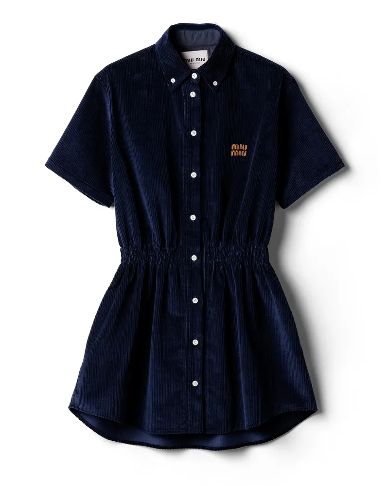 Miu Miu Kleid Aus Cord, Damen, Blau, Größe Blau