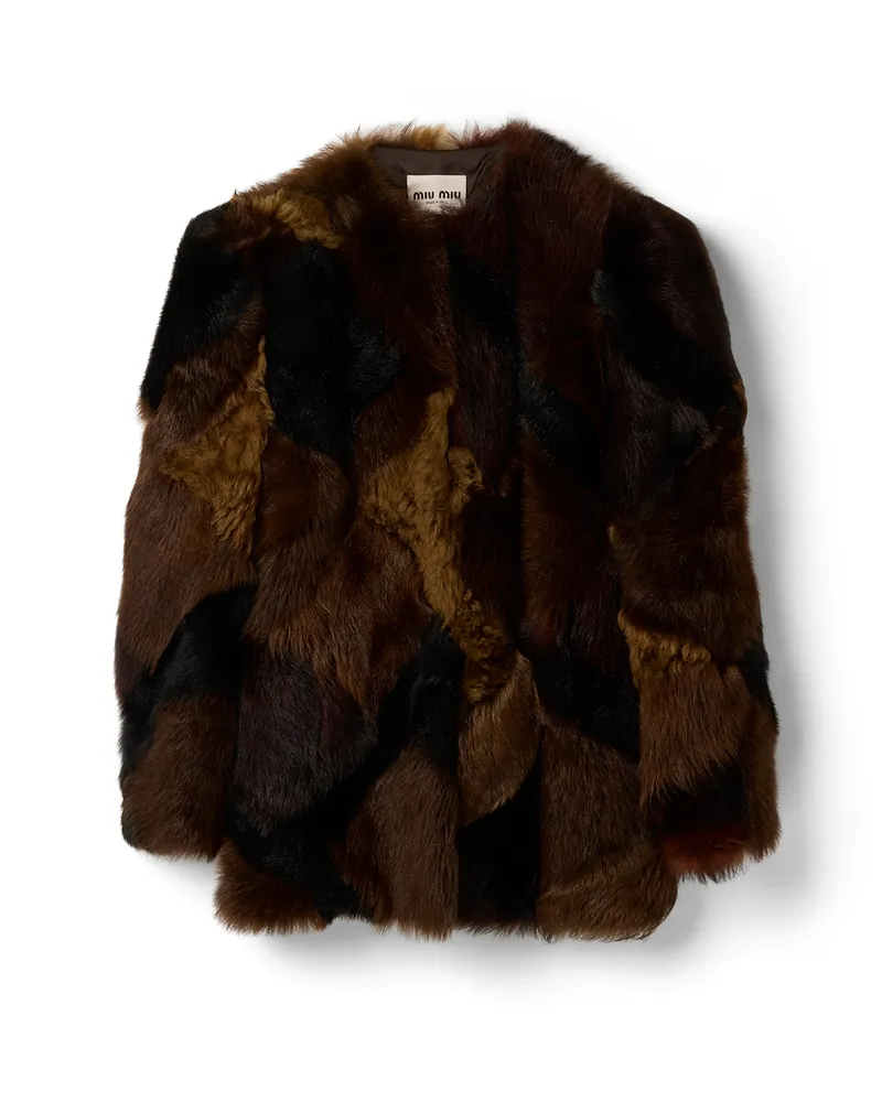 Miu Miu Patchwork-cabanjacke Aus Lammfell, Damen, Sienna, Größe Sienna