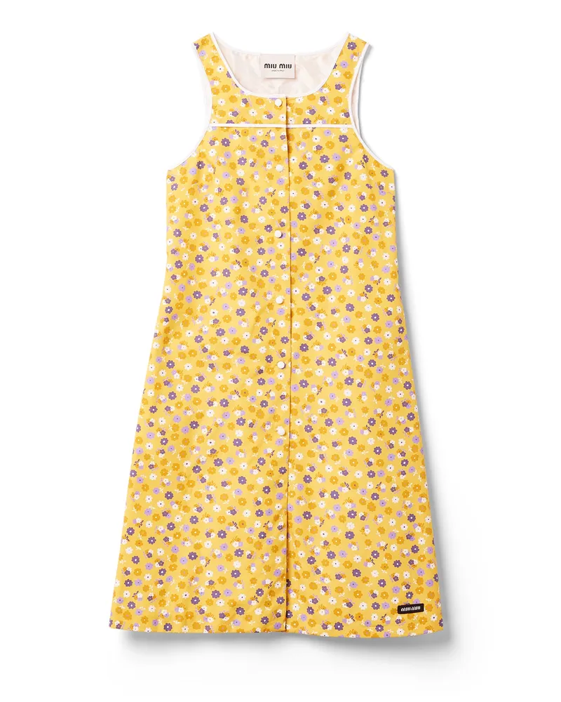 Miu Miu Kleid Aus Popeline, Damen, Gelb/violett, Größe Gelb