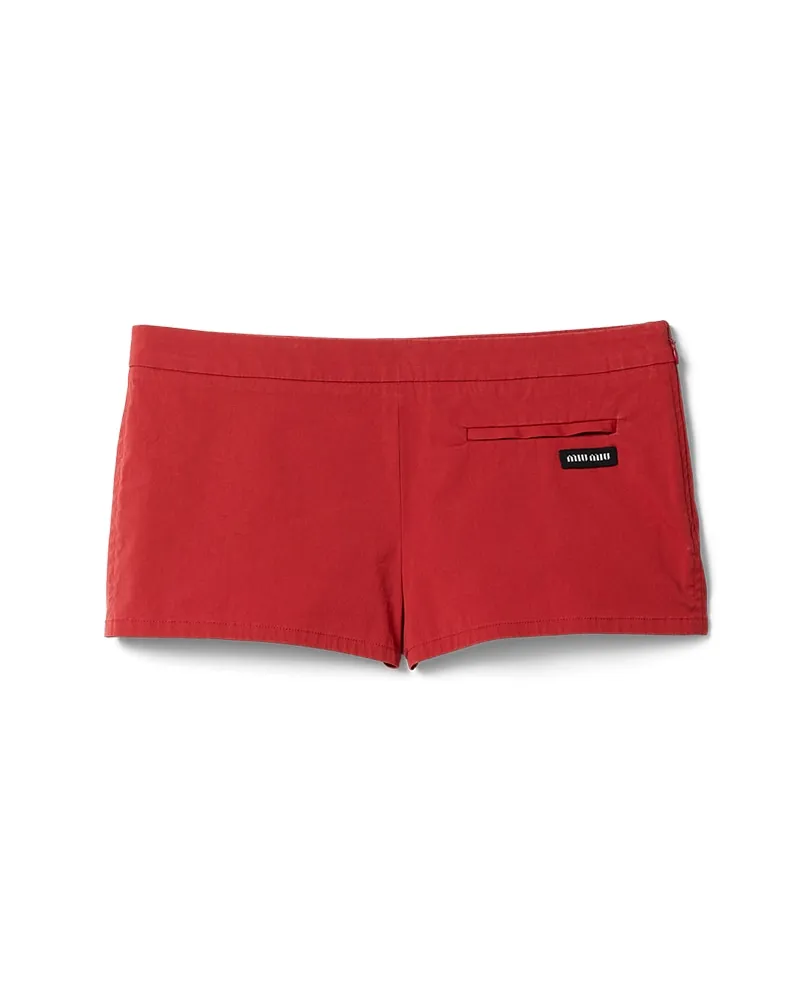 Miu Miu Shorts Aus Stretch-popeline, Damen, Rubinrot, Größe Rubinrot