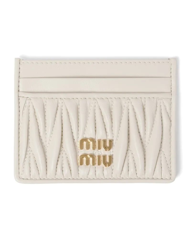Miu Miu Kartenetui Aus Matelassé-nappaleder, Damen, Weiss Weiss