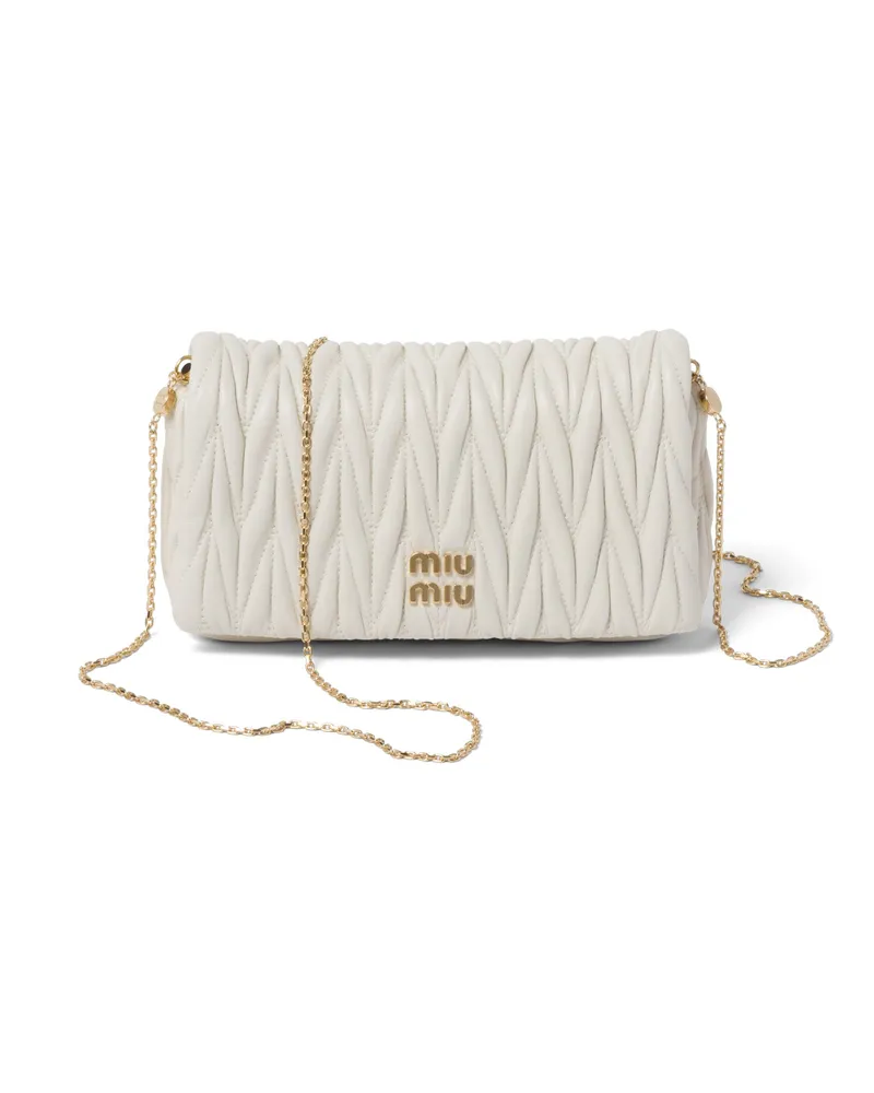 Miu Miu Mini Bag Aus Matelassé-nappaleder, Damen, Weiss Weiss
