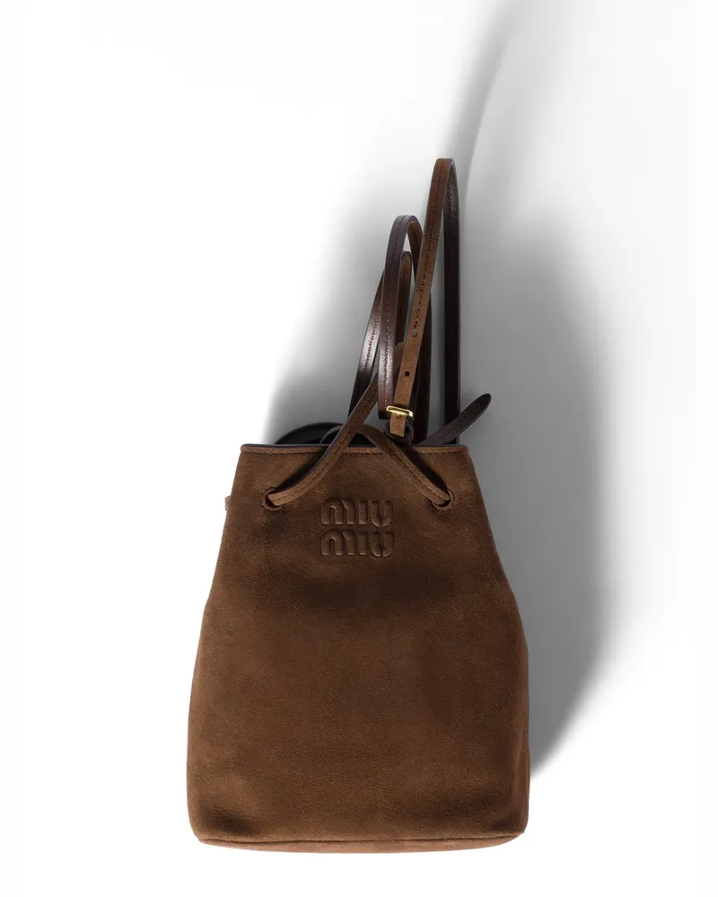 Miu Miu Pouch Aus Wildleder, Damen, Kakaobraun Kakaobraun