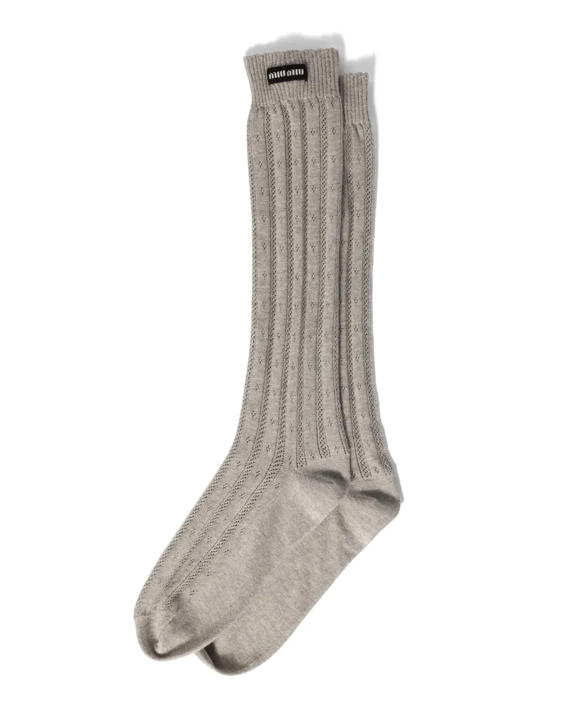 Miu Miu Socken Aus Baumwolle, Damen, Grau, Größe Grau