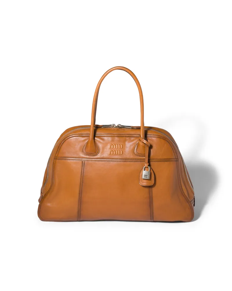 Miu Miu Vivant Tasche Aus Leder, Damen, Cognac Cognac